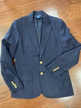 Lauren Ralph Lauren Blazer Women's Size 10 Navy Wool Equestrian Gold Buttons